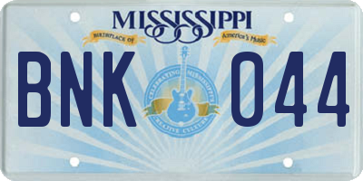 MS license plate BNK044