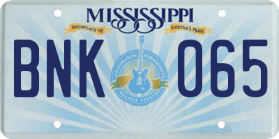 MS license plate BNK065
