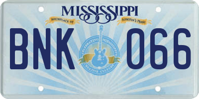 MS license plate BNK066