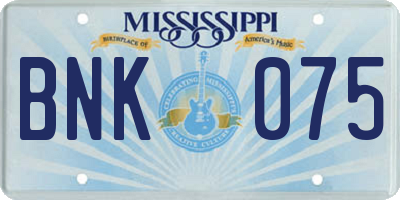 MS license plate BNK075