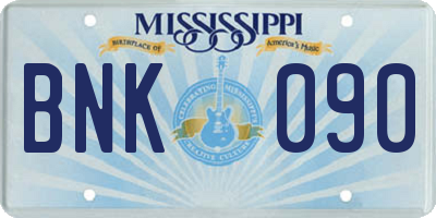 MS license plate BNK090