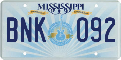 MS license plate BNK092