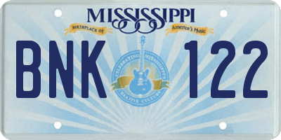 MS license plate BNK122