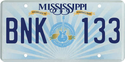 MS license plate BNK133