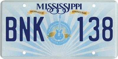 MS license plate BNK138