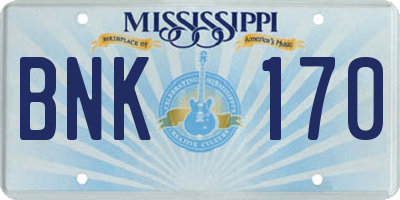 MS license plate BNK170