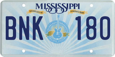 MS license plate BNK180