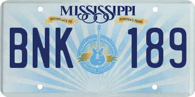 MS license plate BNK189