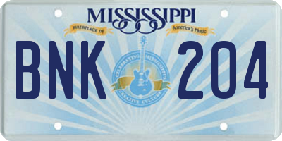 MS license plate BNK204