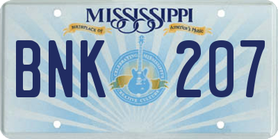 MS license plate BNK207