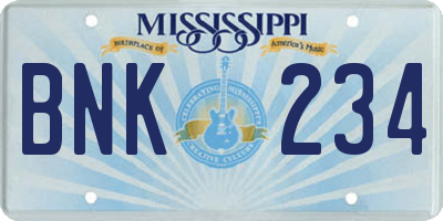 MS license plate BNK234