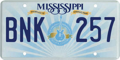 MS license plate BNK257