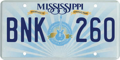 MS license plate BNK260