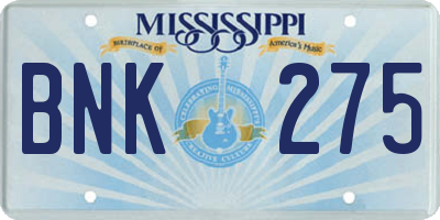 MS license plate BNK275