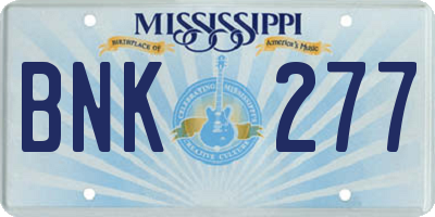 MS license plate BNK277