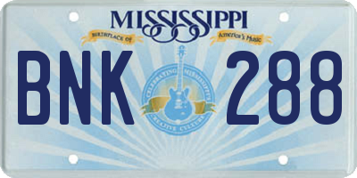 MS license plate BNK288