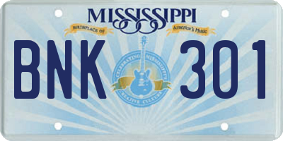 MS license plate BNK301