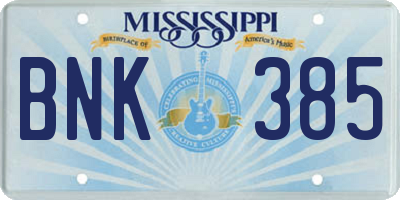 MS license plate BNK385