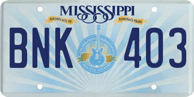 MS license plate BNK403