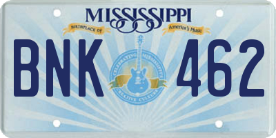 MS license plate BNK462