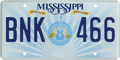 MS license plate BNK466