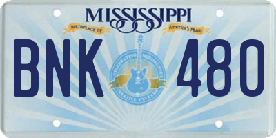 MS license plate BNK480