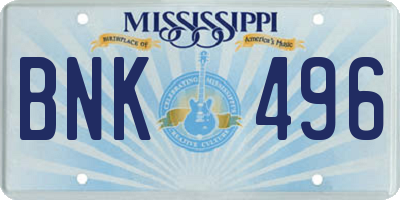 MS license plate BNK496