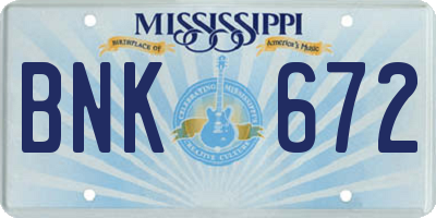 MS license plate BNK672