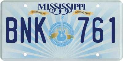 MS license plate BNK761