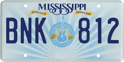 MS license plate BNK812