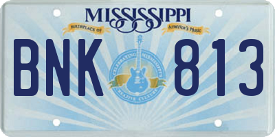 MS license plate BNK813