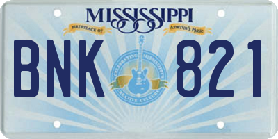 MS license plate BNK821
