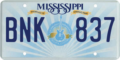 MS license plate BNK837