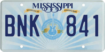 MS license plate BNK841
