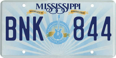 MS license plate BNK844