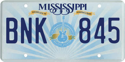 MS license plate BNK845