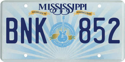 MS license plate BNK852