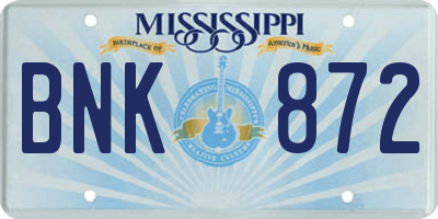 MS license plate BNK872