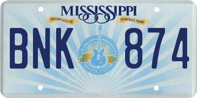 MS license plate BNK874