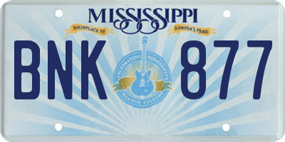 MS license plate BNK877
