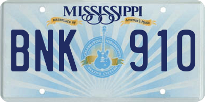 MS license plate BNK910