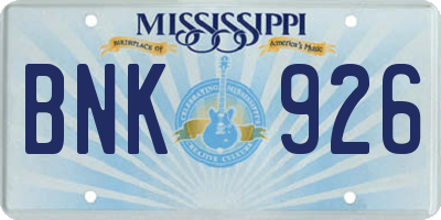 MS license plate BNK926