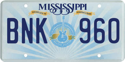 MS license plate BNK960