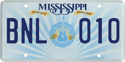 MS license plate BNL010
