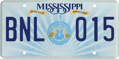 MS license plate BNL015