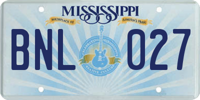 MS license plate BNL027
