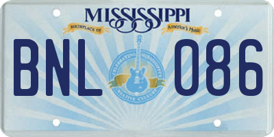 MS license plate BNL086