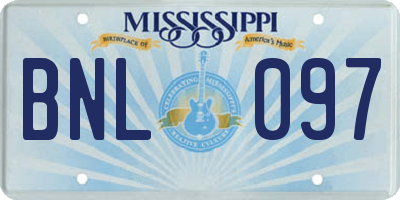 MS license plate BNL097
