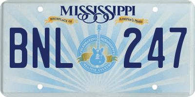 MS license plate BNL247