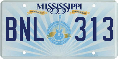 MS license plate BNL313